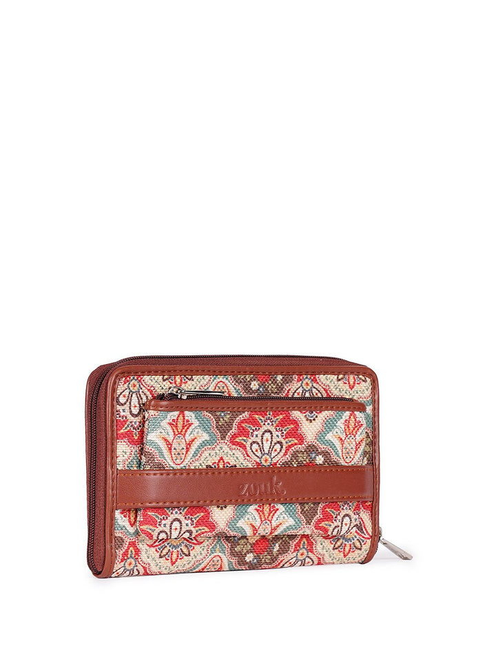 ZOUK Women Floral Printed Zip Around Wallet