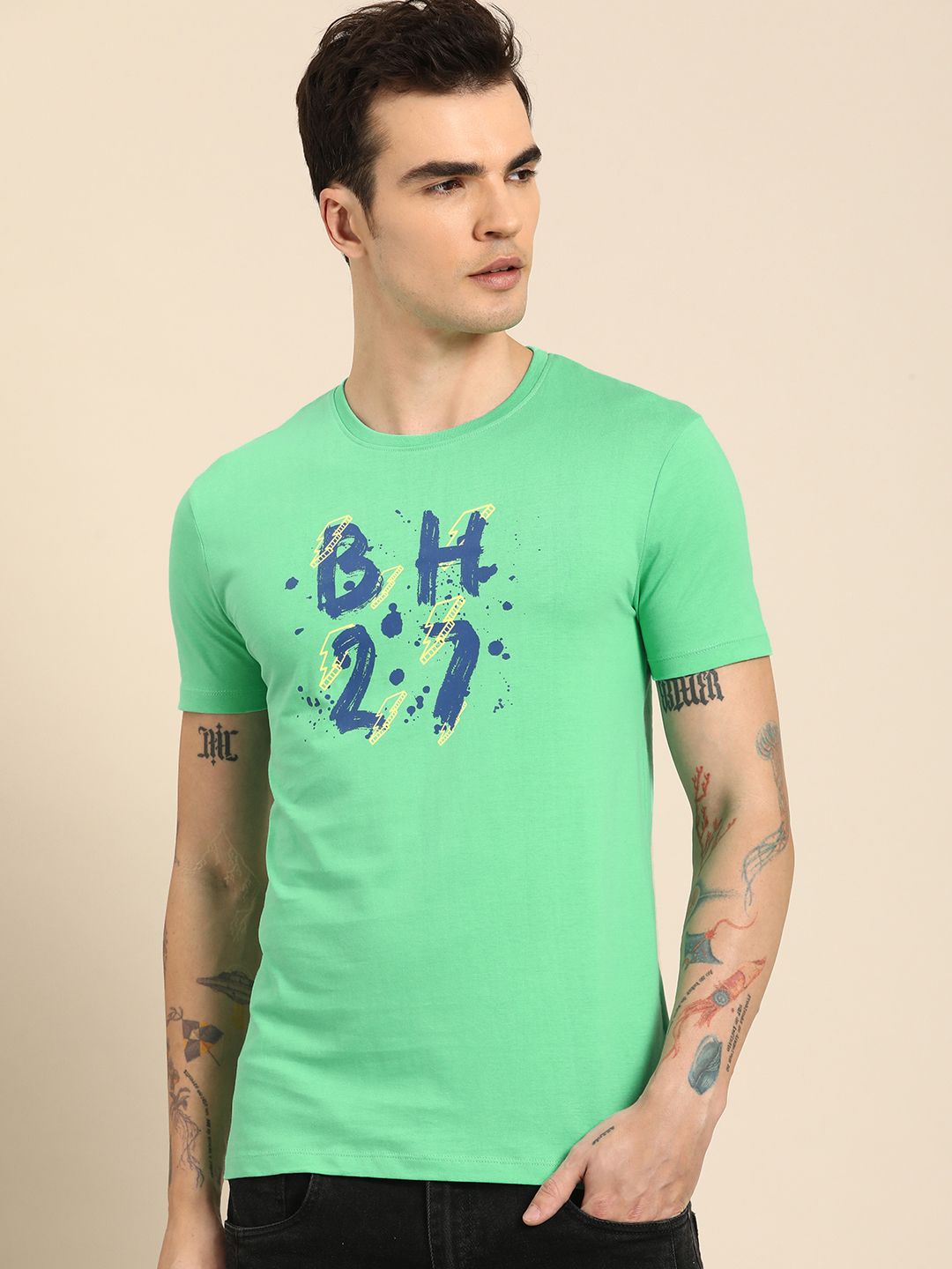 Being Human Pure Cotton Graphic Printed Casual T-shirt