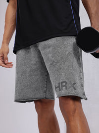 HRX by Hrithik Roshan Men Brand Logo Print Pure Cotton Washed Effect Training Shorts