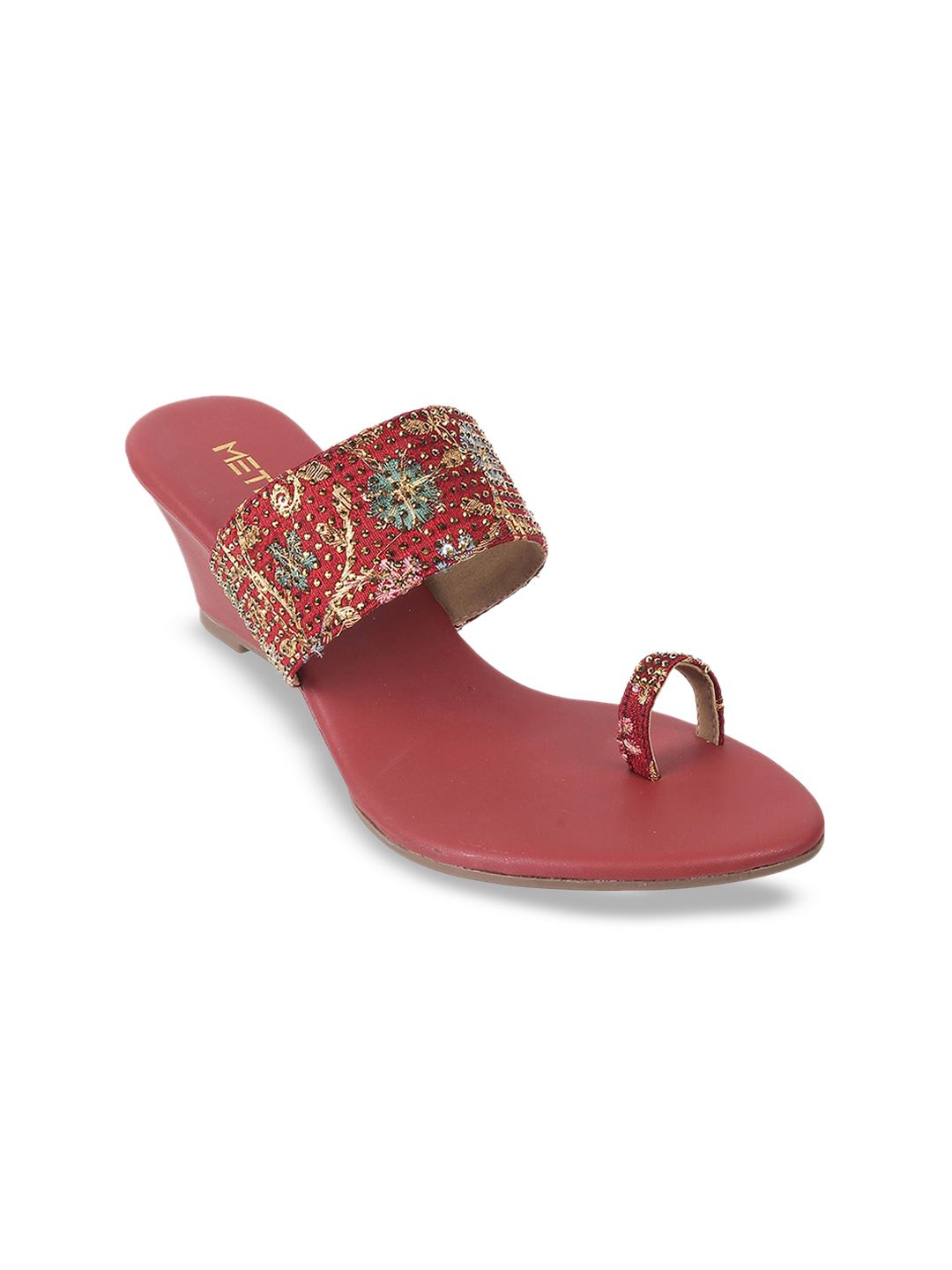 Metro Embellished Open Toe Wedge Heels
