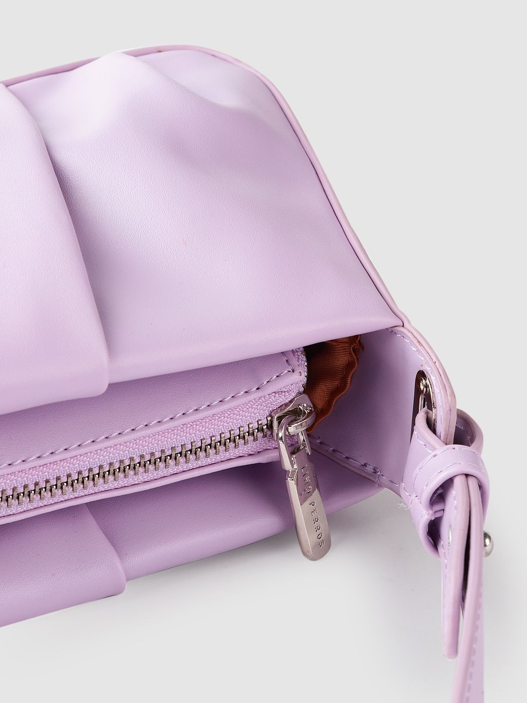 Lino Perros Lavender Structured Shoulder Bag with Pleated Detail