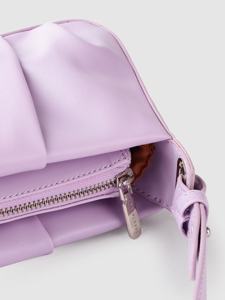 Lino Perros Lavender Structured Shoulder Bag with Pleated Detail
