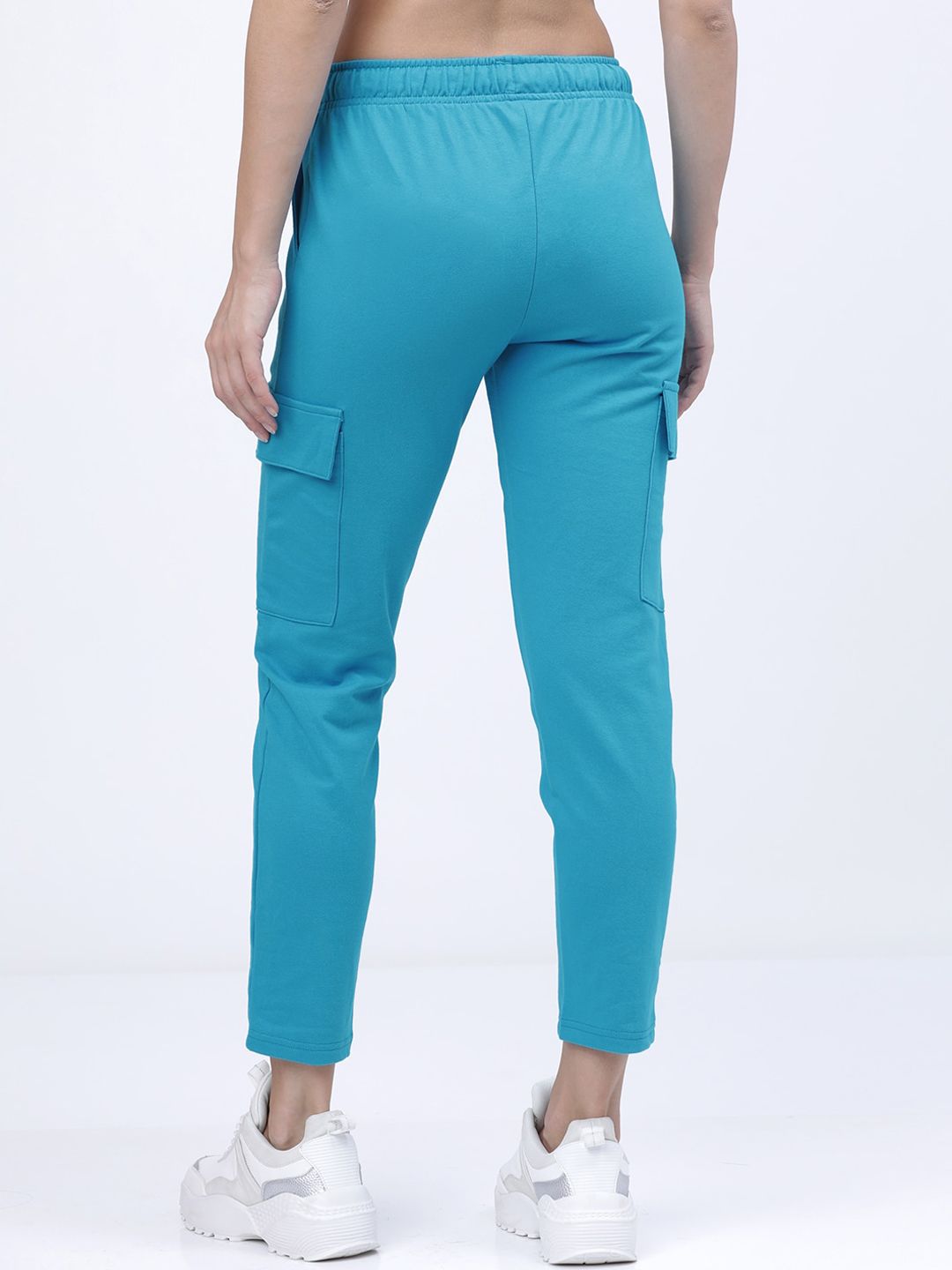 Tokyo Talkies Women Blue Solid Slim-Fit Cargo Track Pants
