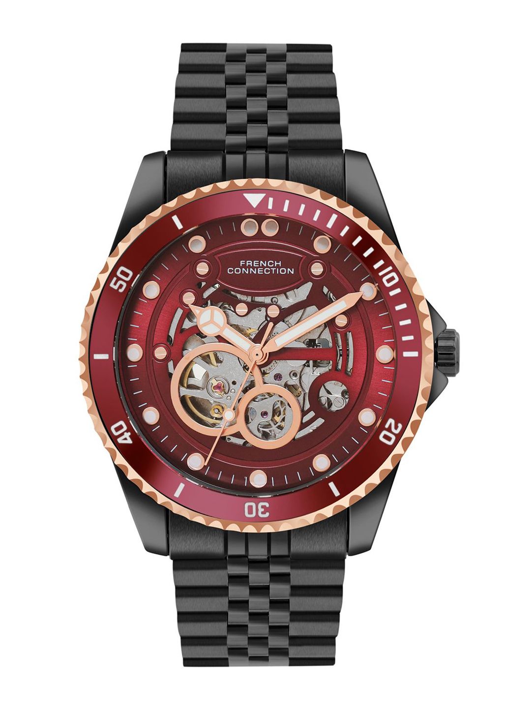 French Connection Men Skeleton Dial & Analogue Automatic Watch FCA19MBM-Maroon