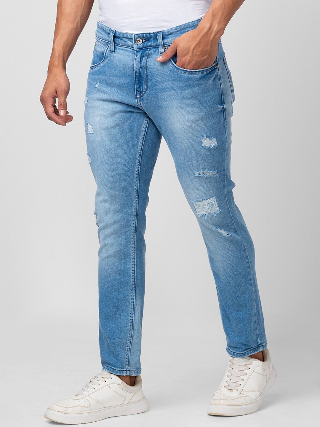 SPYKAR Men Kano Slim Fit Low Distress Heavy Fade Cotton Jeans