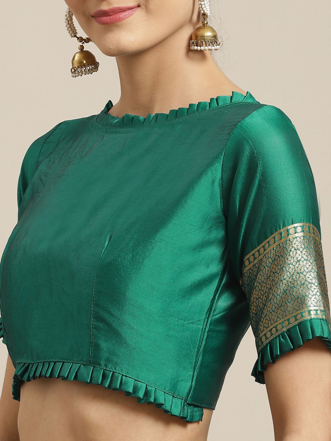 Saree mall Navy Blue & Teal Green Ethnic Woven Design Banarasi Saree