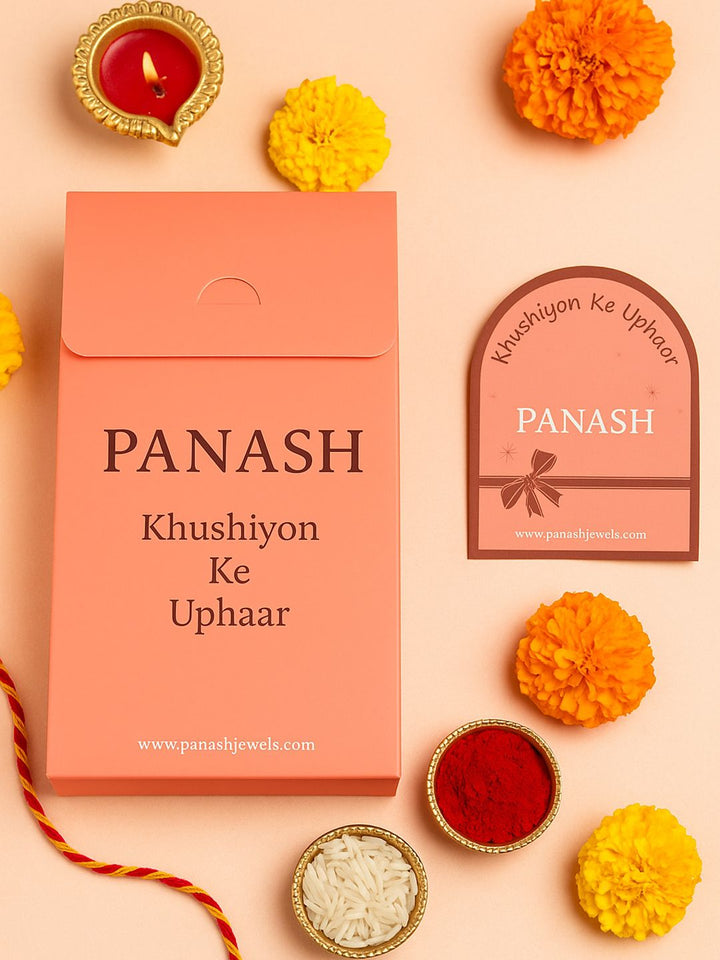 PANASH Gold-Plated Hanuman Shaped Brass Thread Rakhi With Roli Chawal