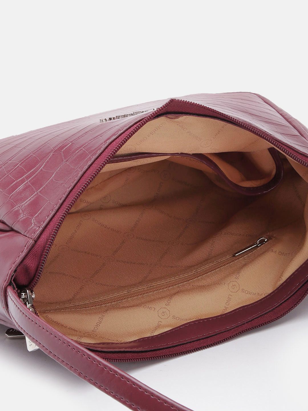 Lino Perros Croc Textured Structured Baguette Bag
