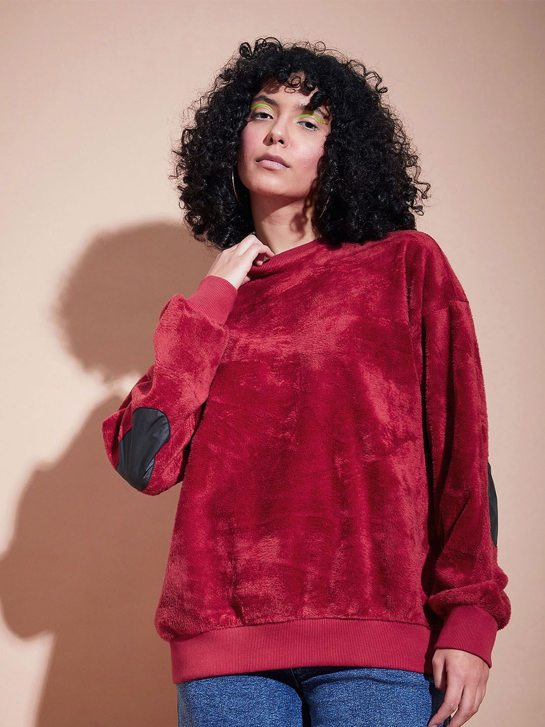 SASSAFRAS BASICS Round Neck Long Sleeves Oversized Fleece Pullover Sweatshirt