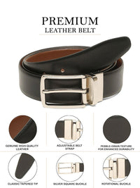 Teakwood Leathers Men Textured Leather Reversible Formal Belt