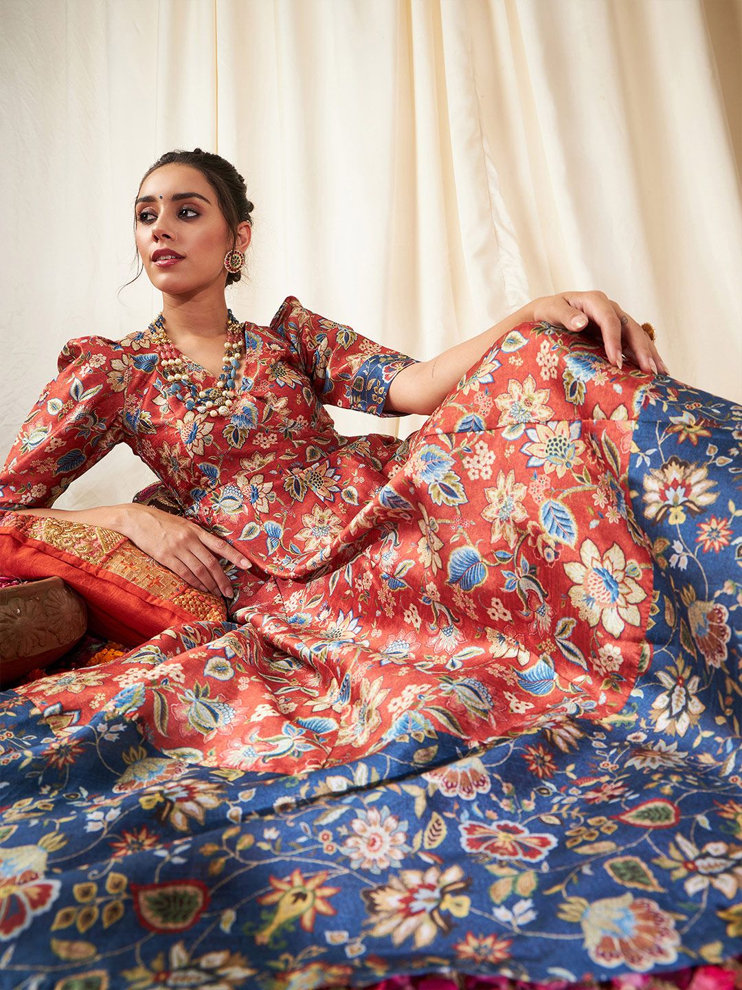 Shae by SASSAFRAS Orange & Blue Floral Maxi Dress