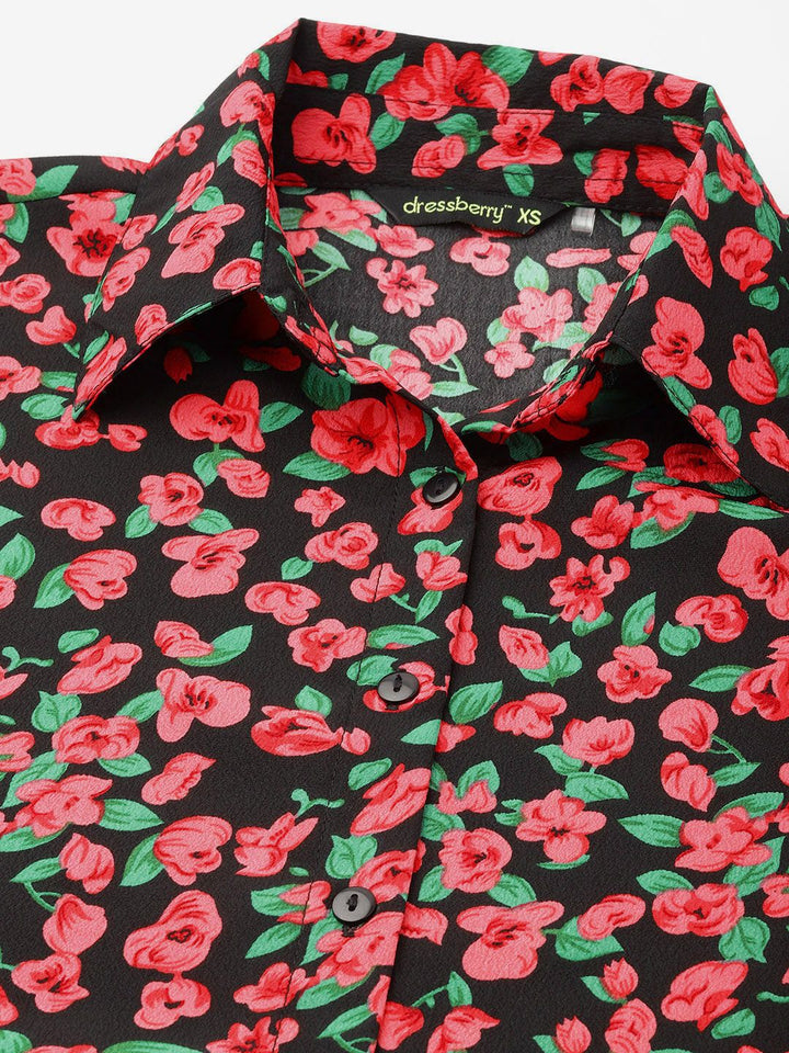 DressBerry Vibrant Bright Floral Printed Shirt
