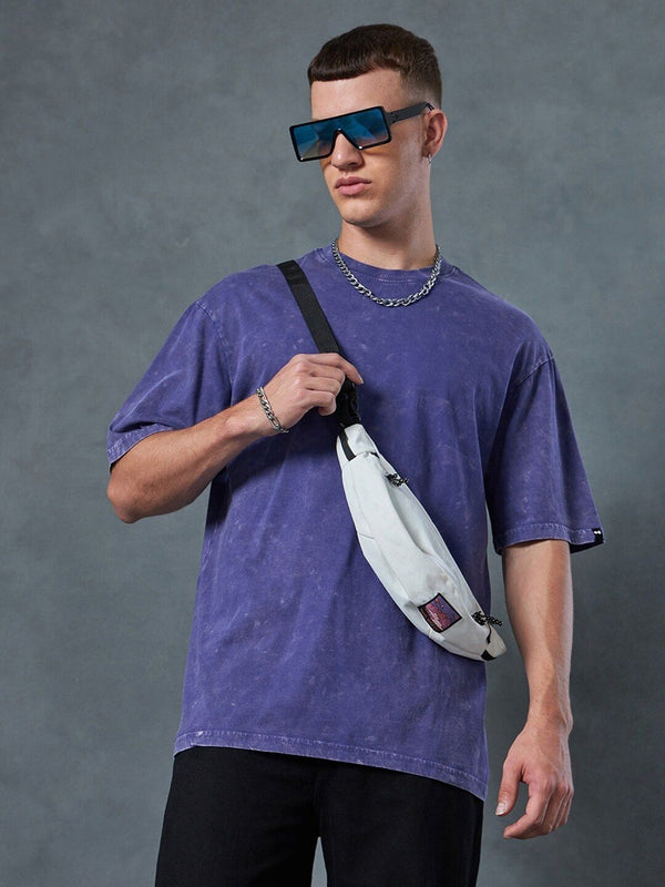 Bewakoof Round Neck Cotton Round Neck Raw Edge Oversized T-shirt