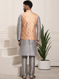 SOJANYA Kurta Rekaan Tenunan Lelaki dengan Churidar dengan Jaket Nehru