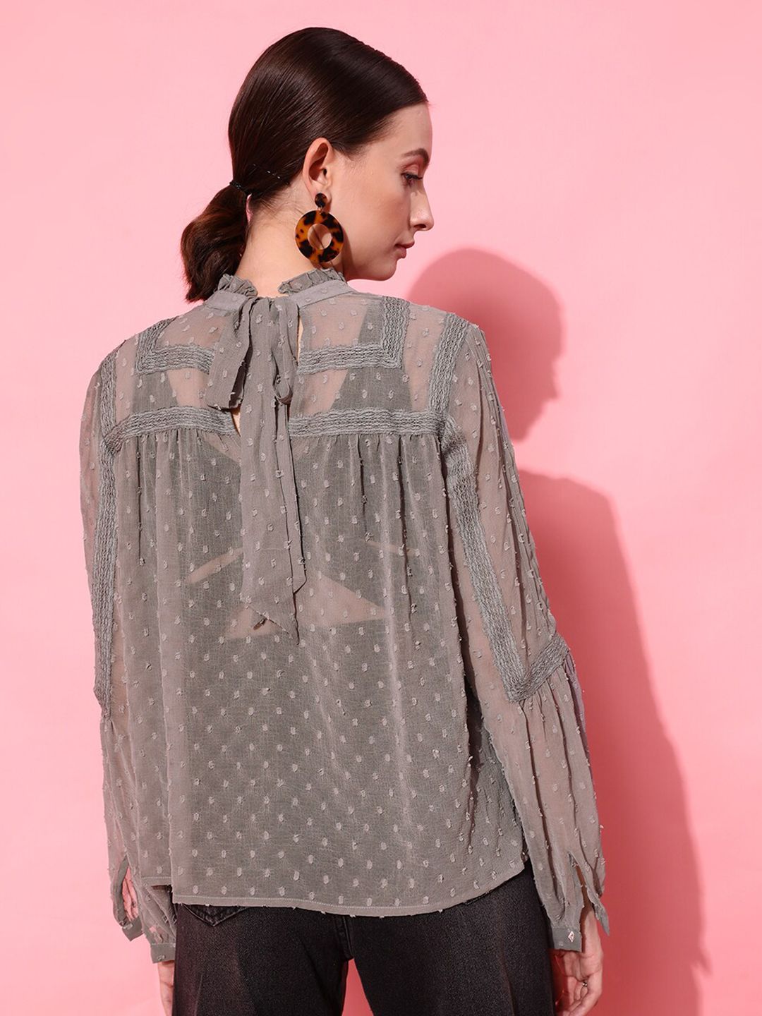 STREET 9 Grey Self-Design Top