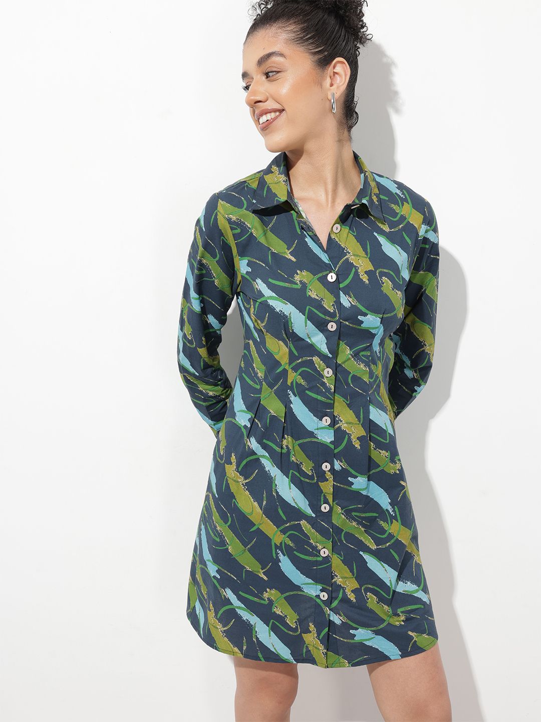 DressBerry Boxed & Bold Printed Shirt Dress