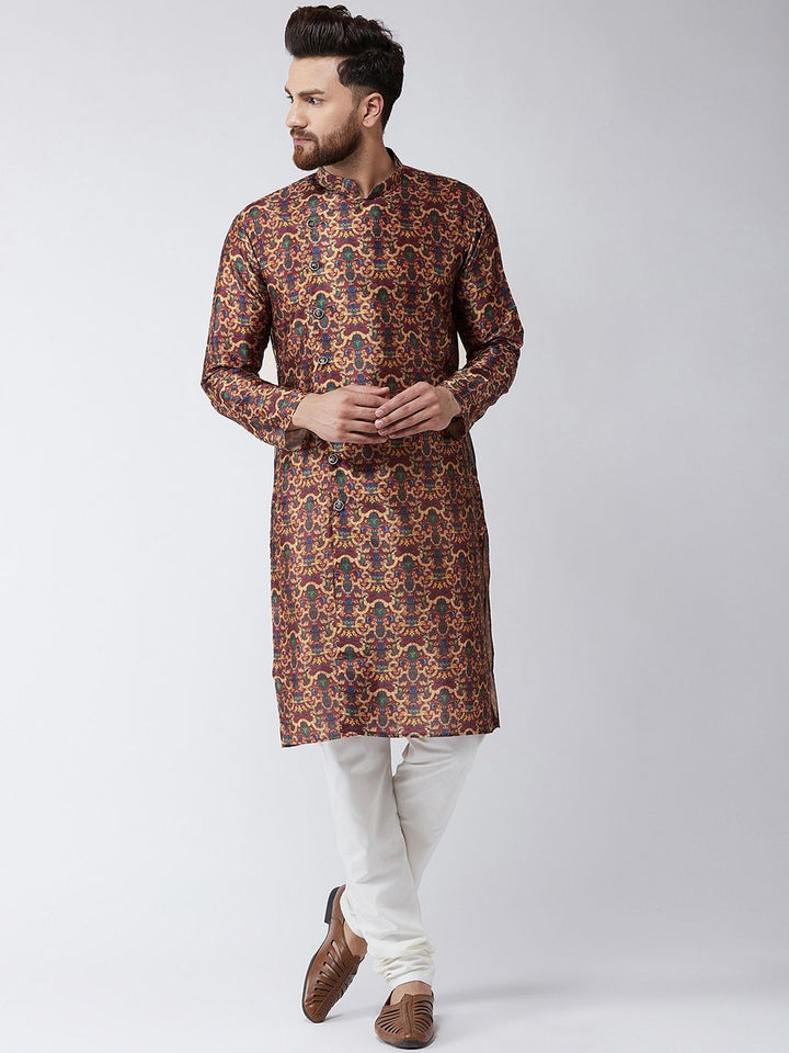 SOJANYA Men Multicoloured Printed Straight Kurta