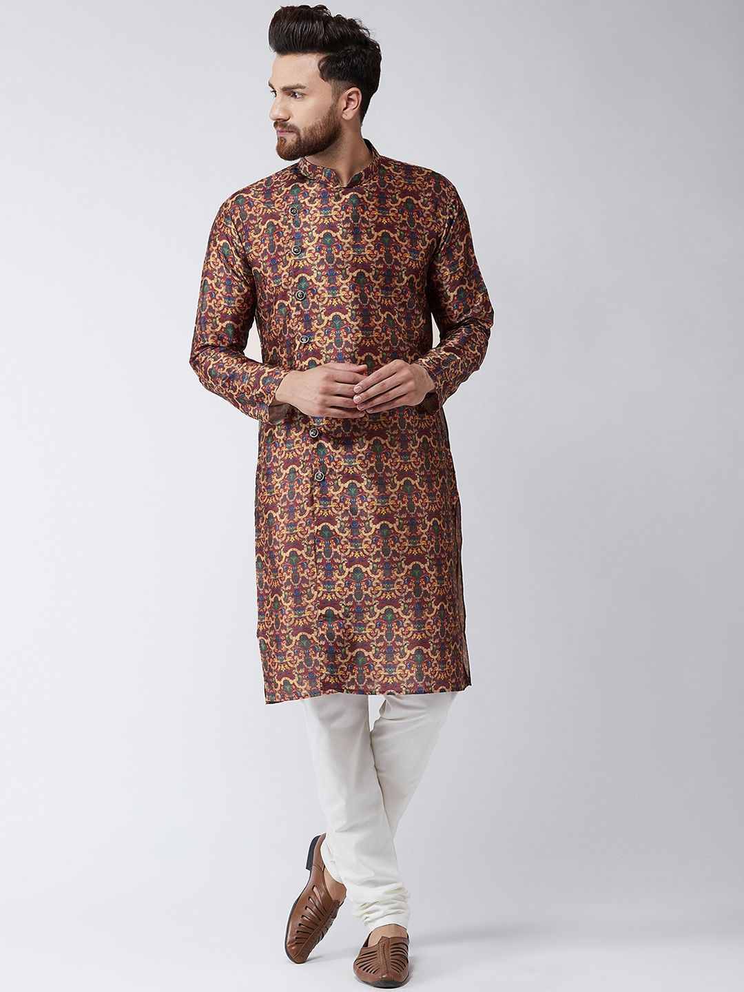 SOJANYA Men Multicoloured Printed Straight Kurta