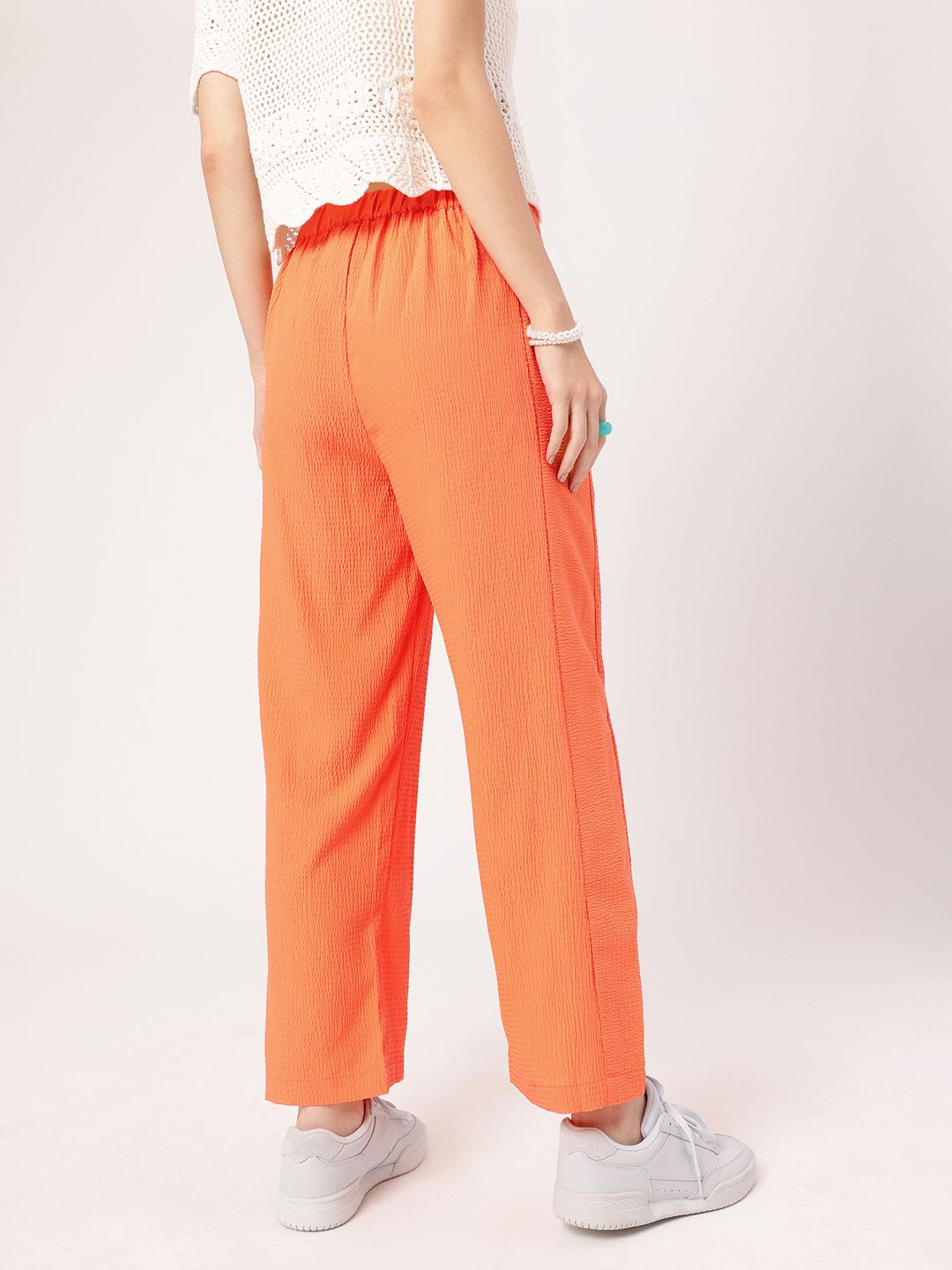 DressBerry Women Cottage Escape Seersucker Pleated Trousers