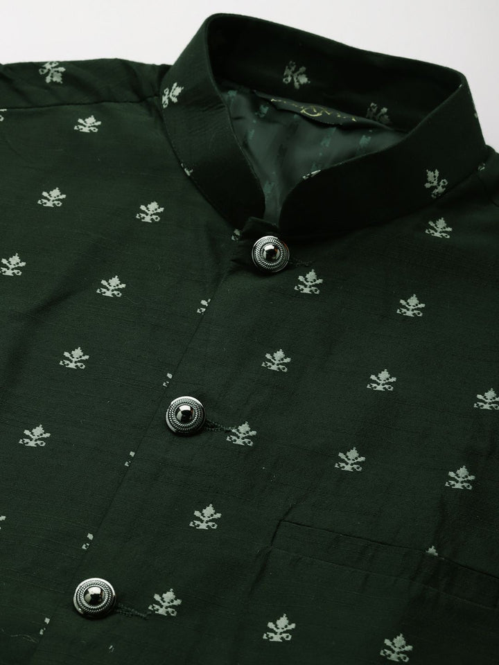 SOJANYA Kurta Motif Etnik Biru Laut Lelaki dengan Jaket Churidar & Nehru
