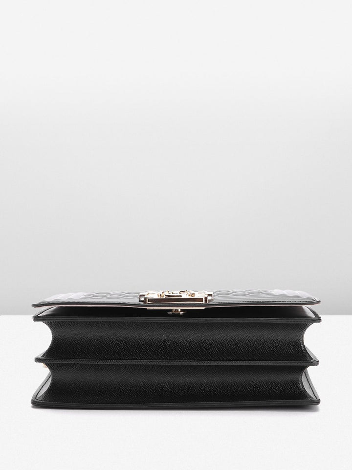 Lino Perros Geometric Textured Structured Shoulder Bag with Quilted Detail