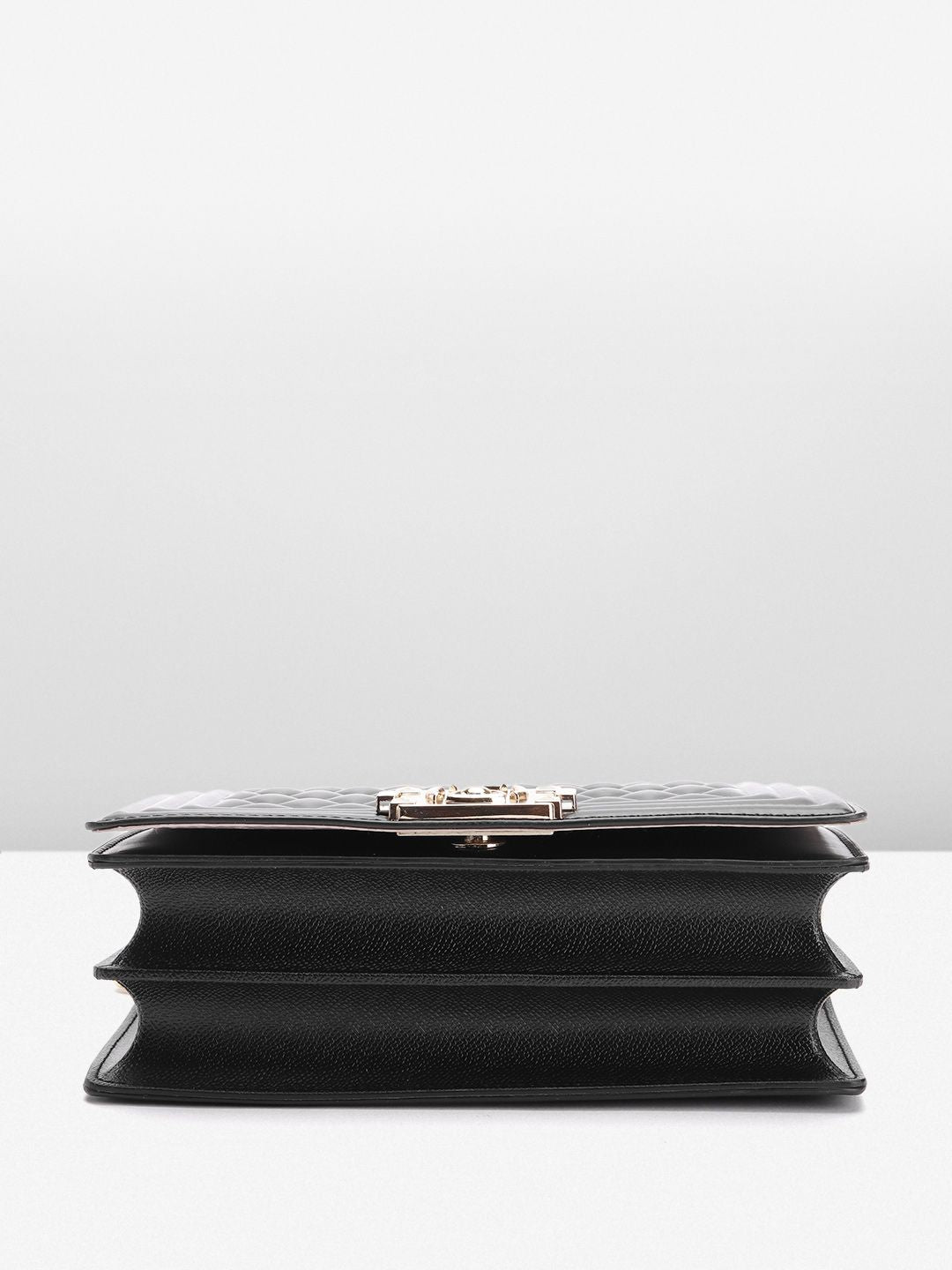 Lino Perros Geometric Textured Structured Shoulder Bag with Quilted Detail