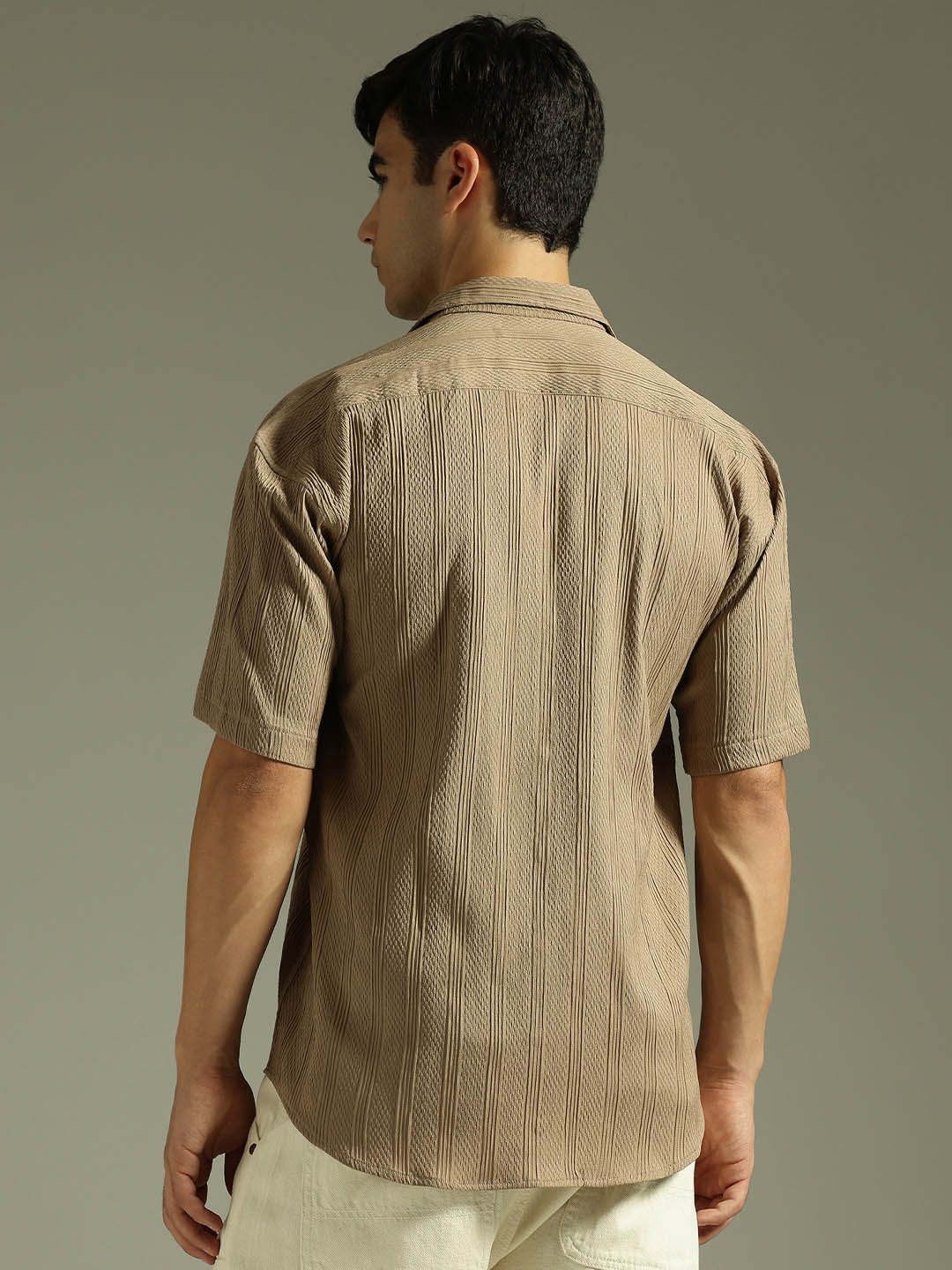 DENNISON Men Self Design Oversized Casual Shirt