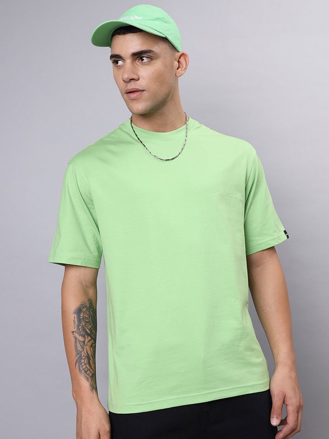 Bewakoof Drop-Shoulder Sleeves Oversized Cotton T-shirt