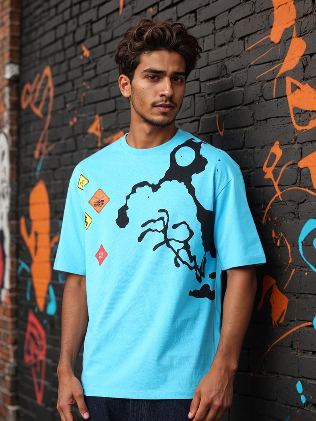 The Indian Garage Co Men Looney Tunes Graphic Printed Round Neck Cotton T-shirt