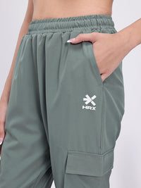 HRX by Hrithik Roshan Women Mid-Rise Cropped Lifestyle Cargos with Toggle Hem