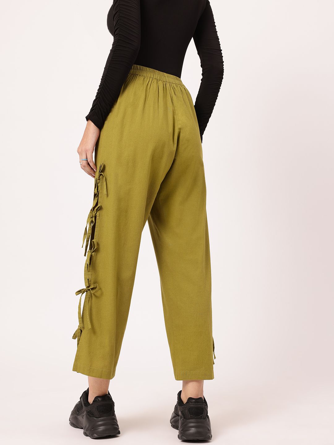 DressBerry Women Bow-Up Cropped Trousers