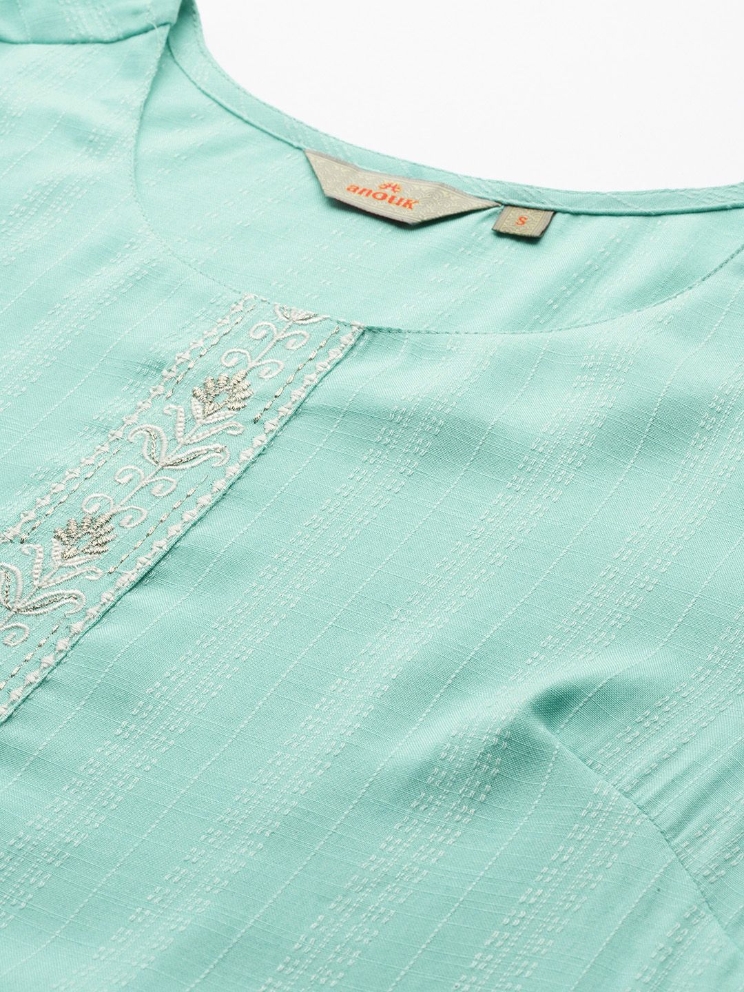 Anouk Woven Design Thread Work Straight Kurta