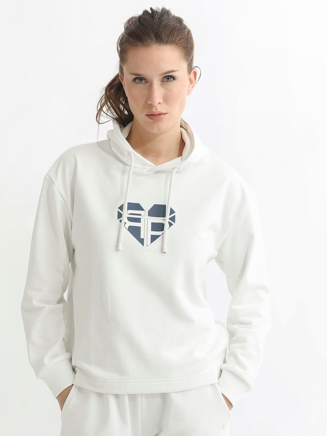 RAREISM Graphic Printed Hooded Cotton Sweatshirt