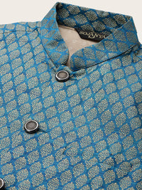 SOJANYA Mandarin Collar Straight Regular Kurta With Churidar & Nehru Jacket