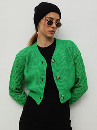 STREET 9 Women Cable Knit Crop Cardigan
