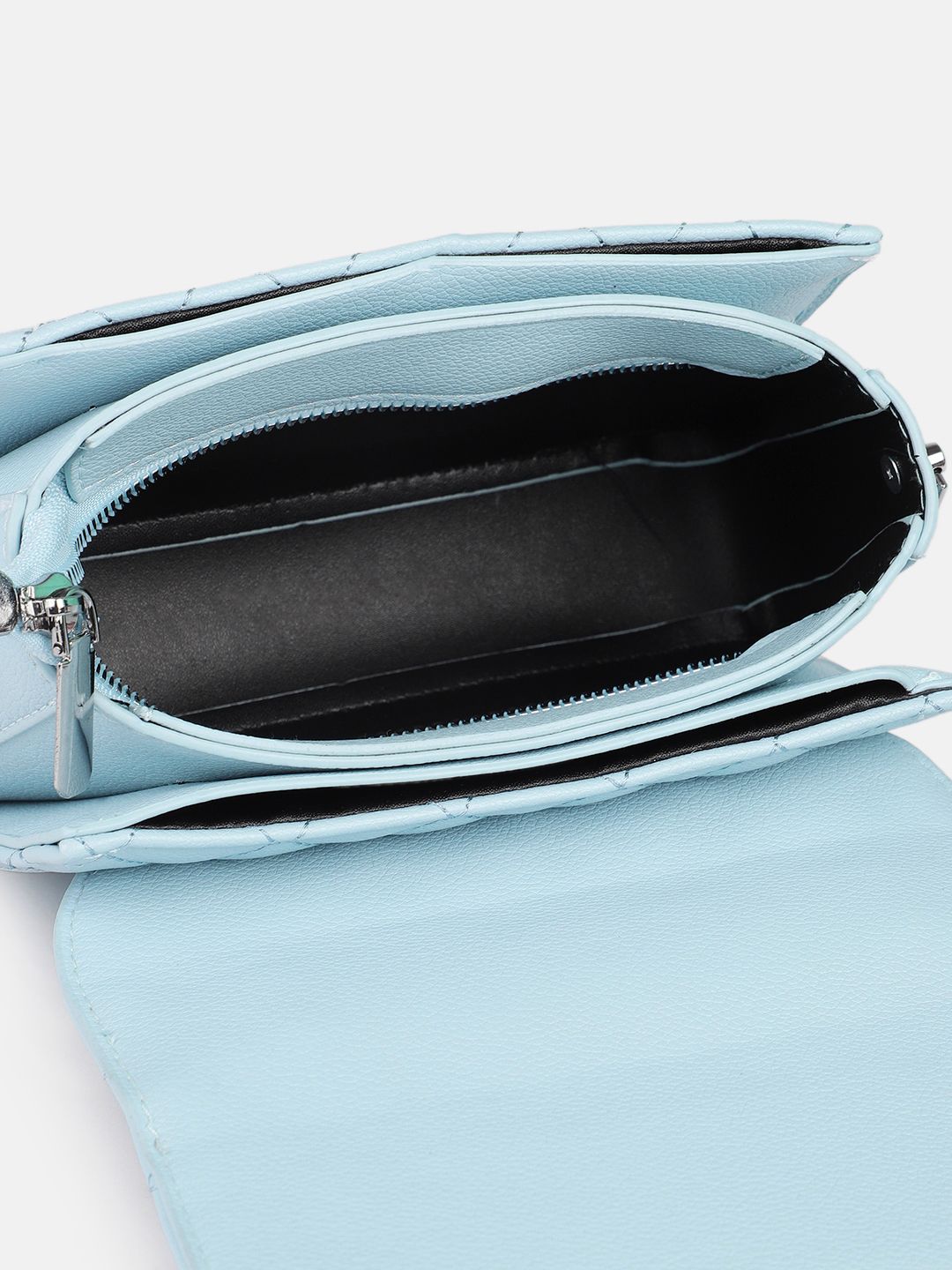 DressBerry Textured Structured Satchel Bag with Quilted