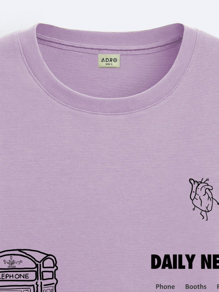 ADRO Lelaki Baju T-Shirt Bersaiz Besar Kapas Lengan Jatuh Bercetak Grafik