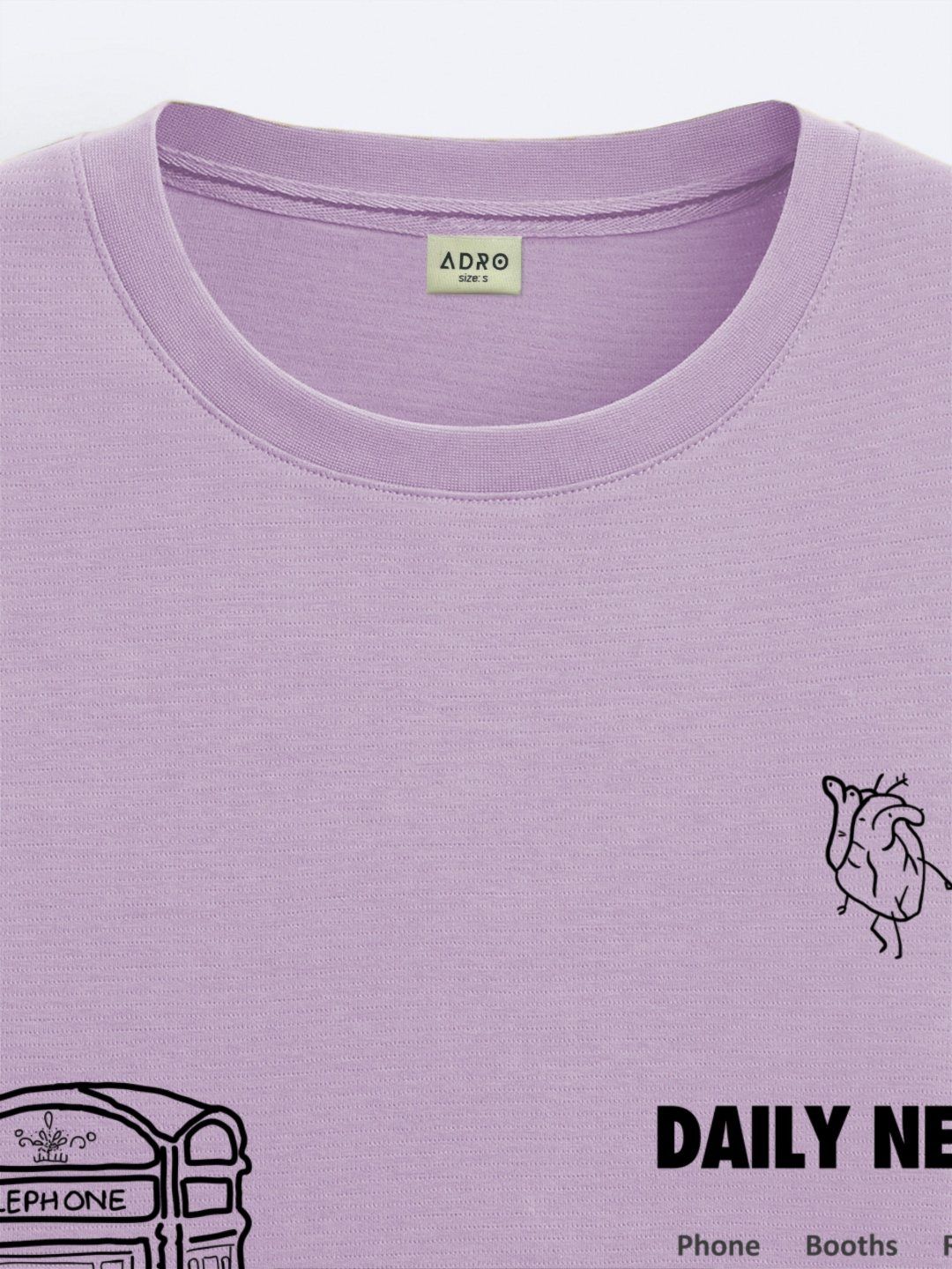 ADRO Lelaki Baju T-Shirt Bersaiz Besar Kapas Lengan Jatuh Bercetak Grafik