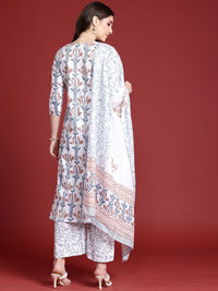 Anouk Women Floral Printed Regular Pure Cotton Kurta with Trousers & With Dupatta