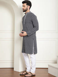 SOJANYA Floral Embroidered Regular Thread Work Pure Cotton Kurta with Churidar