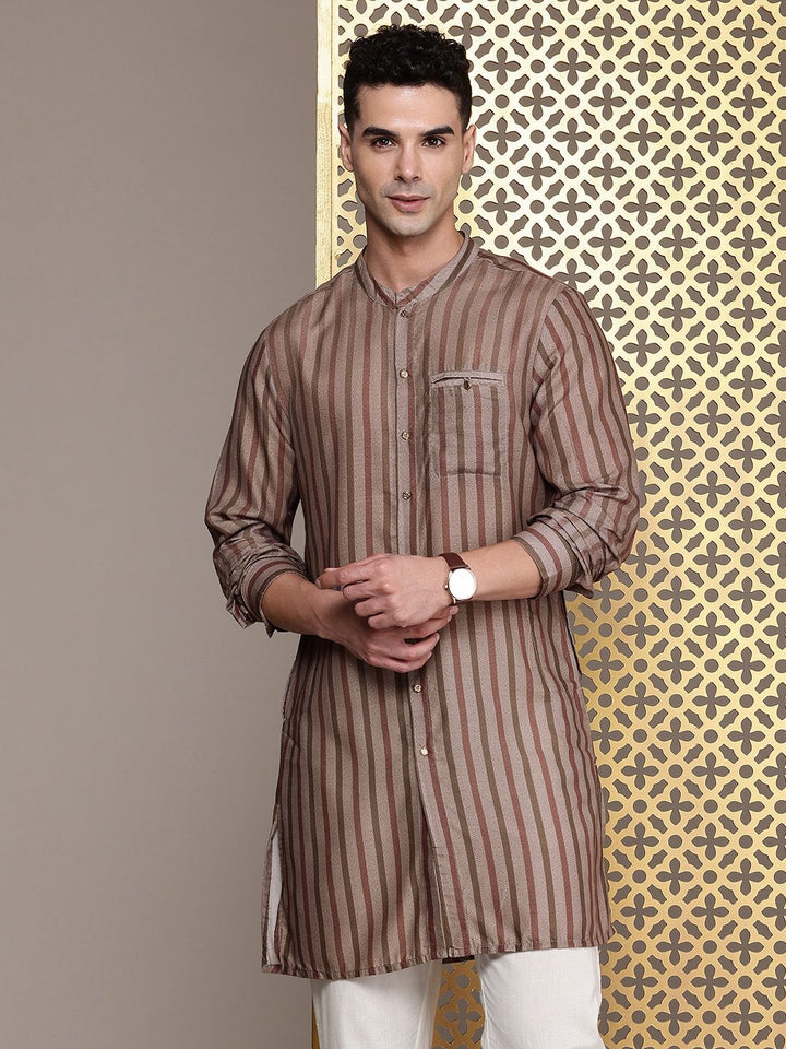 House of Pataudi Ethnic Motifs Printed & Striped Rozana Kurta