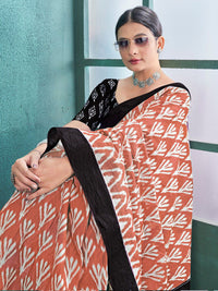 KALINI Ethnic Motifs Printed Poly Cotton Ikat Saree