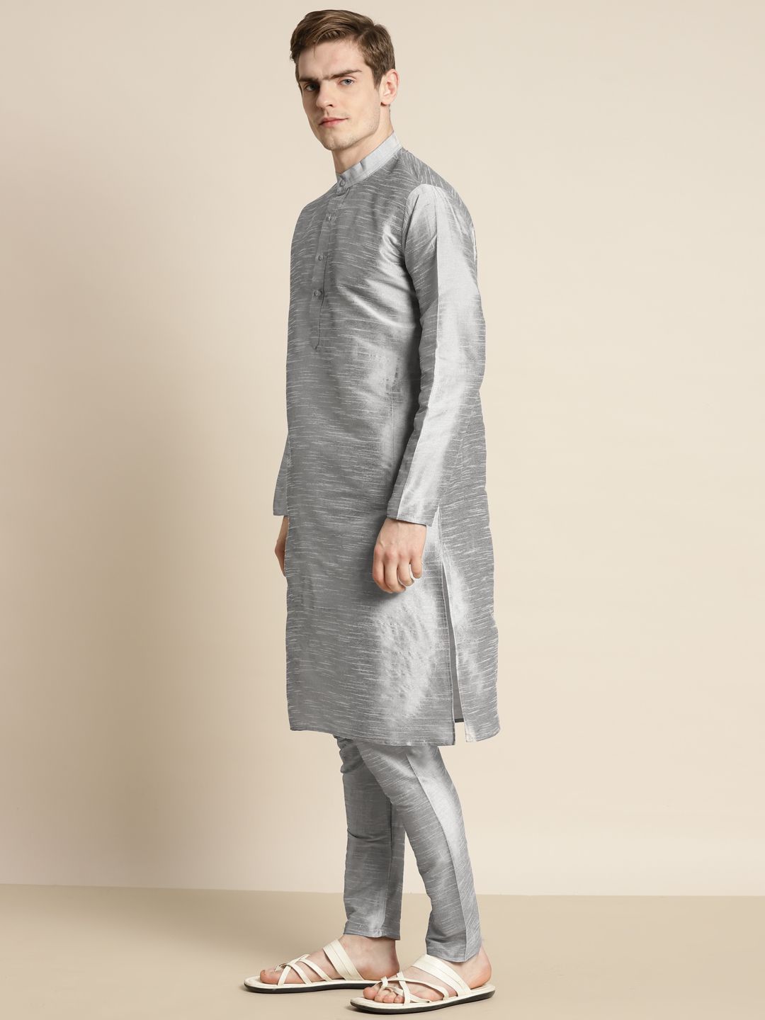 SOJANYA Men Mirror Work Kurta with Churidar