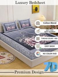 Moda Rapido X KLOTTHE Grey & Pink 400 TC King Bedsheet with 2 Pillow Covers