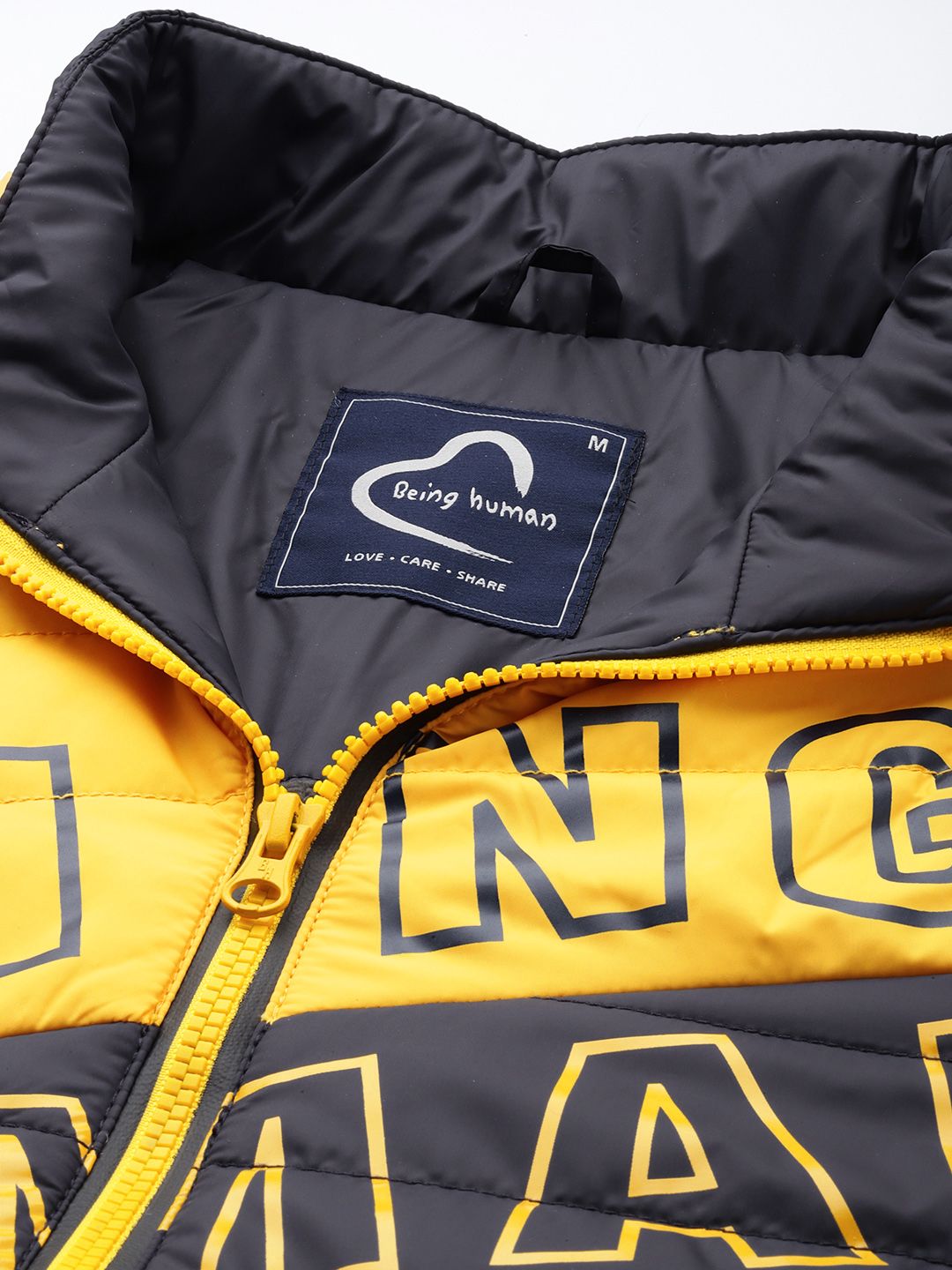 Being Human Men Navy Blue Brand Logo Lightweight Padded Jacket