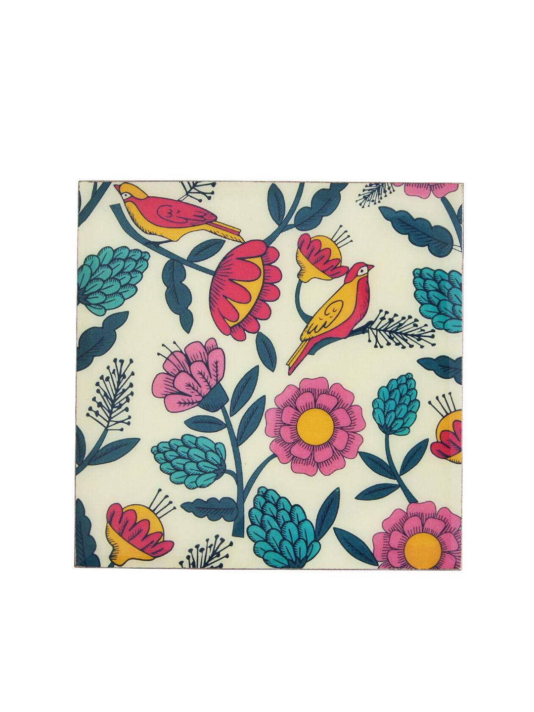 Chumbak Set of 6 Yellow & Pink Printed Coasters