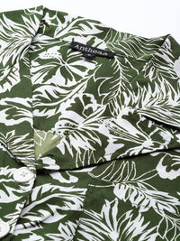 Antheaa Women Floral Lapel Copper Crop Shirt