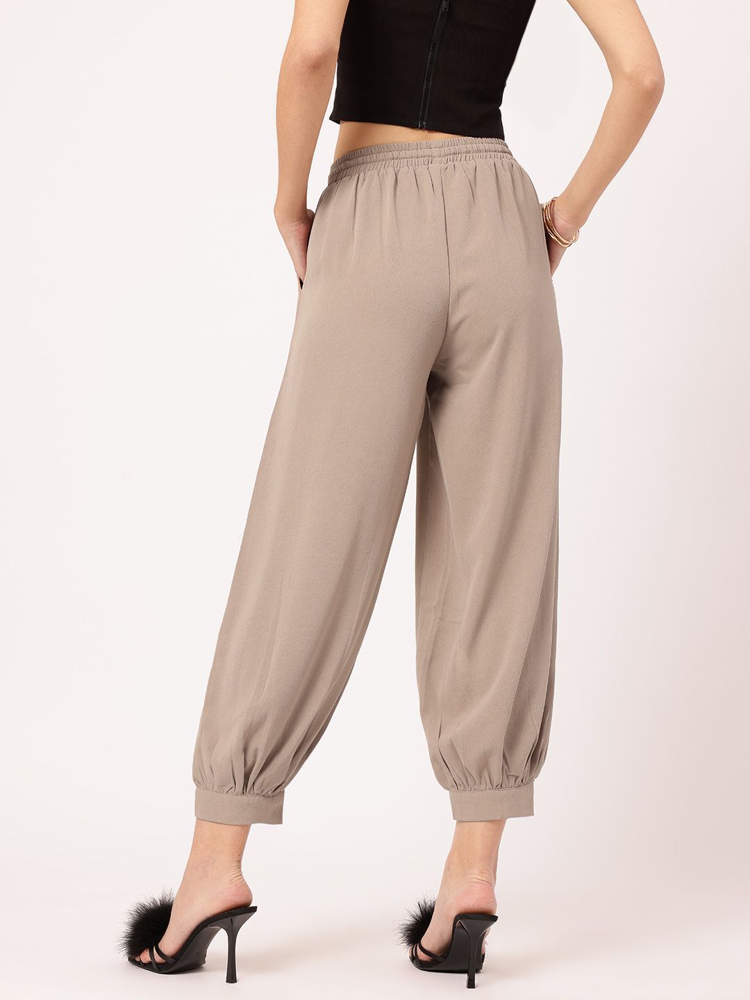 DressBerry Women Street Style Staple Buttoned-Cuffs Crop Trousers