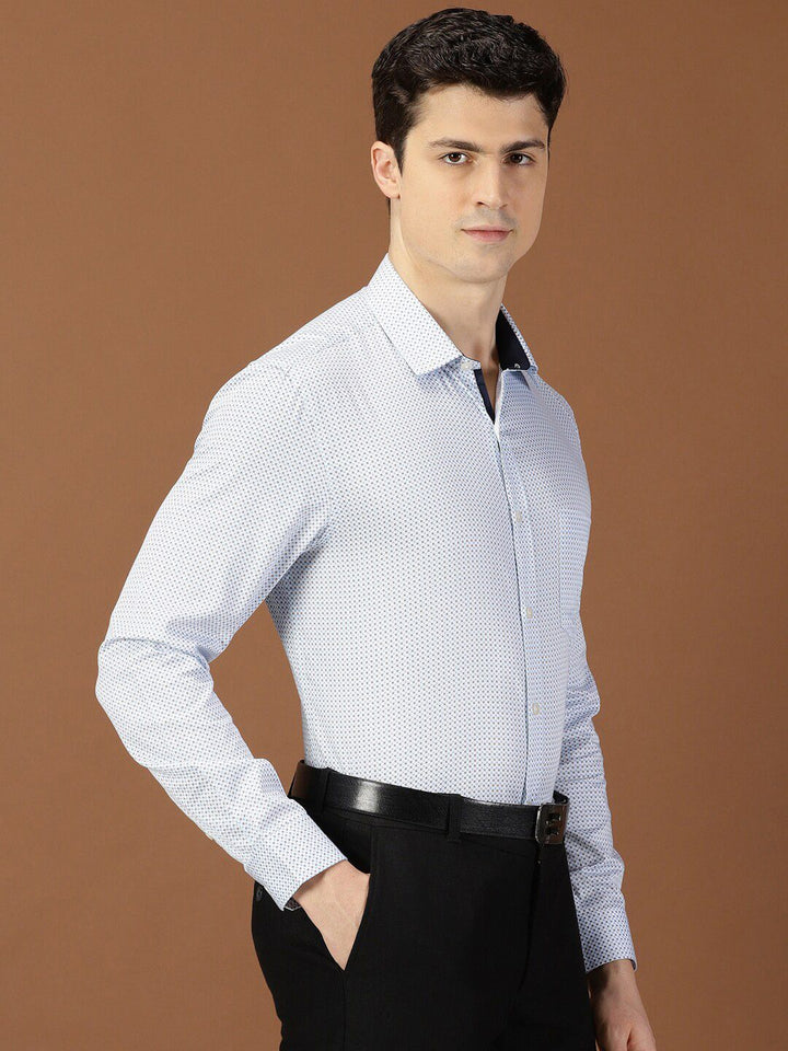 Thomas Scott Classic Slim Fit Micro Ditsy Printed Cotton Formal Shirt