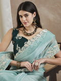 Saree mall Embellished Embroidered Organza Saree